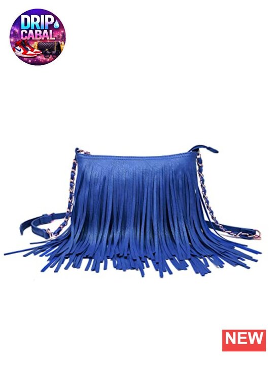 Handbags - Fringe Crossbody Shoulder Bag with Tassel, Faux Suede Leather, Adjustable